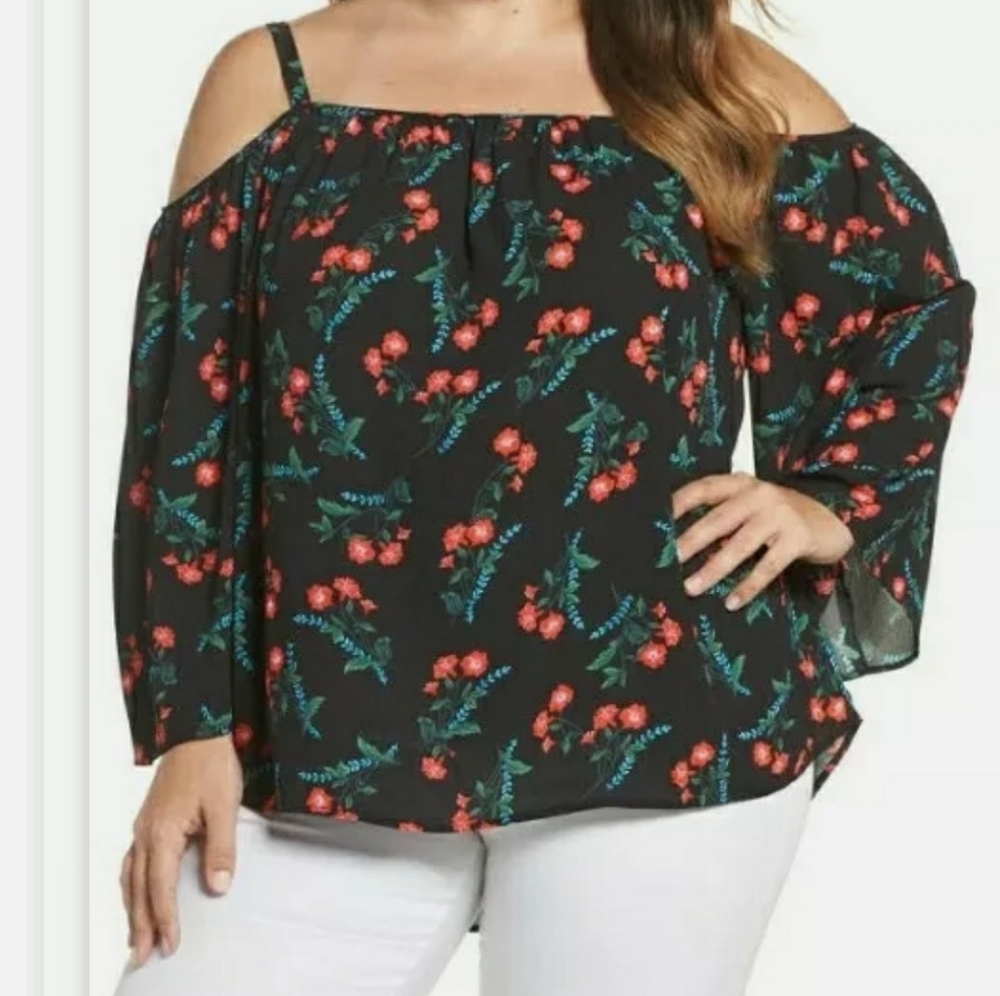 Vince Camuto Plus Size Open Shoulder Blouse 1X